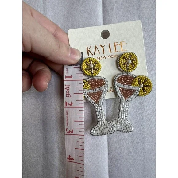 Kay Lee Cocktail Glass With Lemon Beaded Earrings - Picture 2 of 4